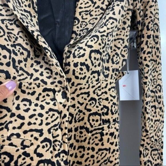 NEW Good American Leopard Print Single Button Blazer Shoulder Pads Size Small 1 - Picture 5 of 10